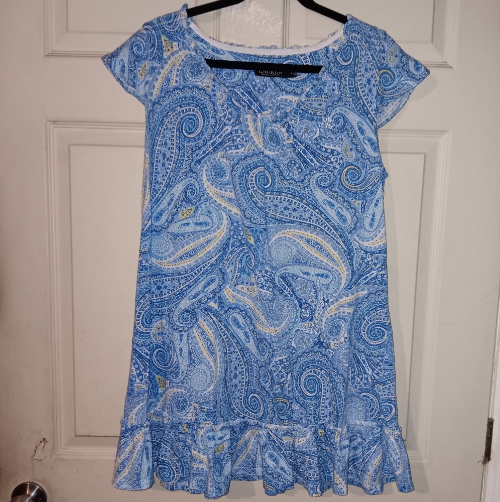 Lauren Ralpg Lauren Cotton Blue Paisley Dress Sz M